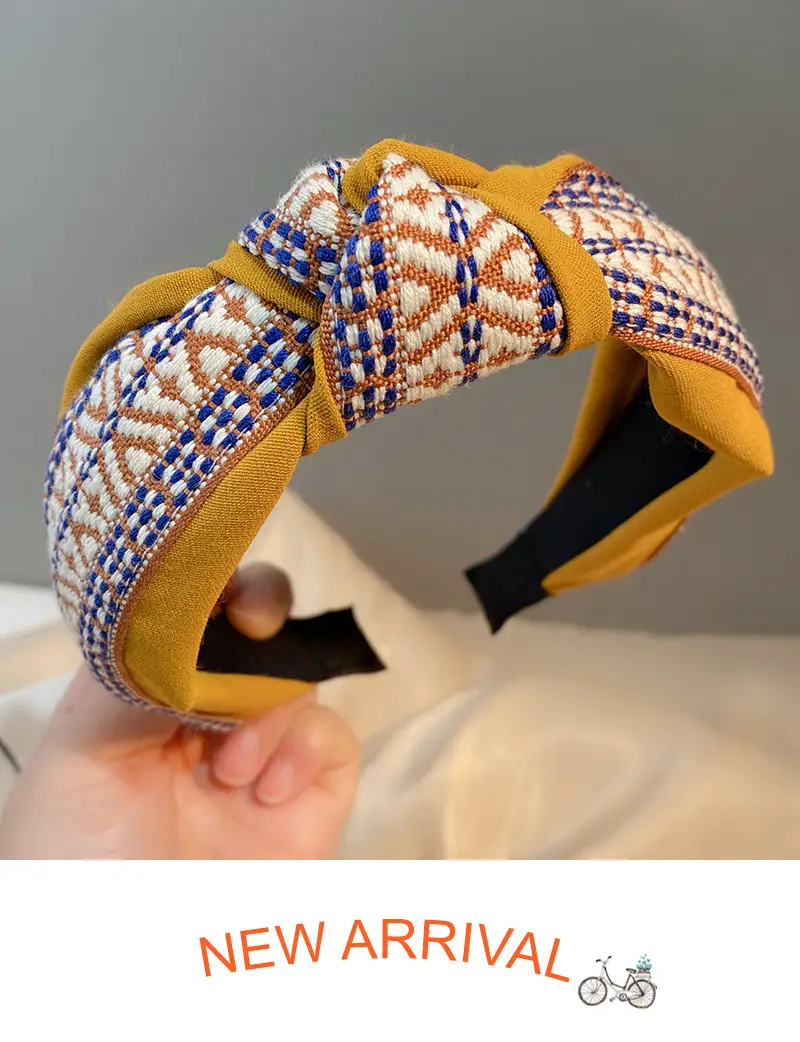 Ethnic Checkered Wide Brim Headband for Women — feature 7