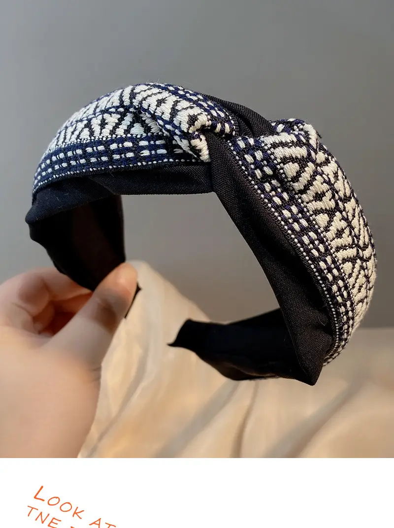Ethnic Checkered Wide Brim Headband for Women — feature 8