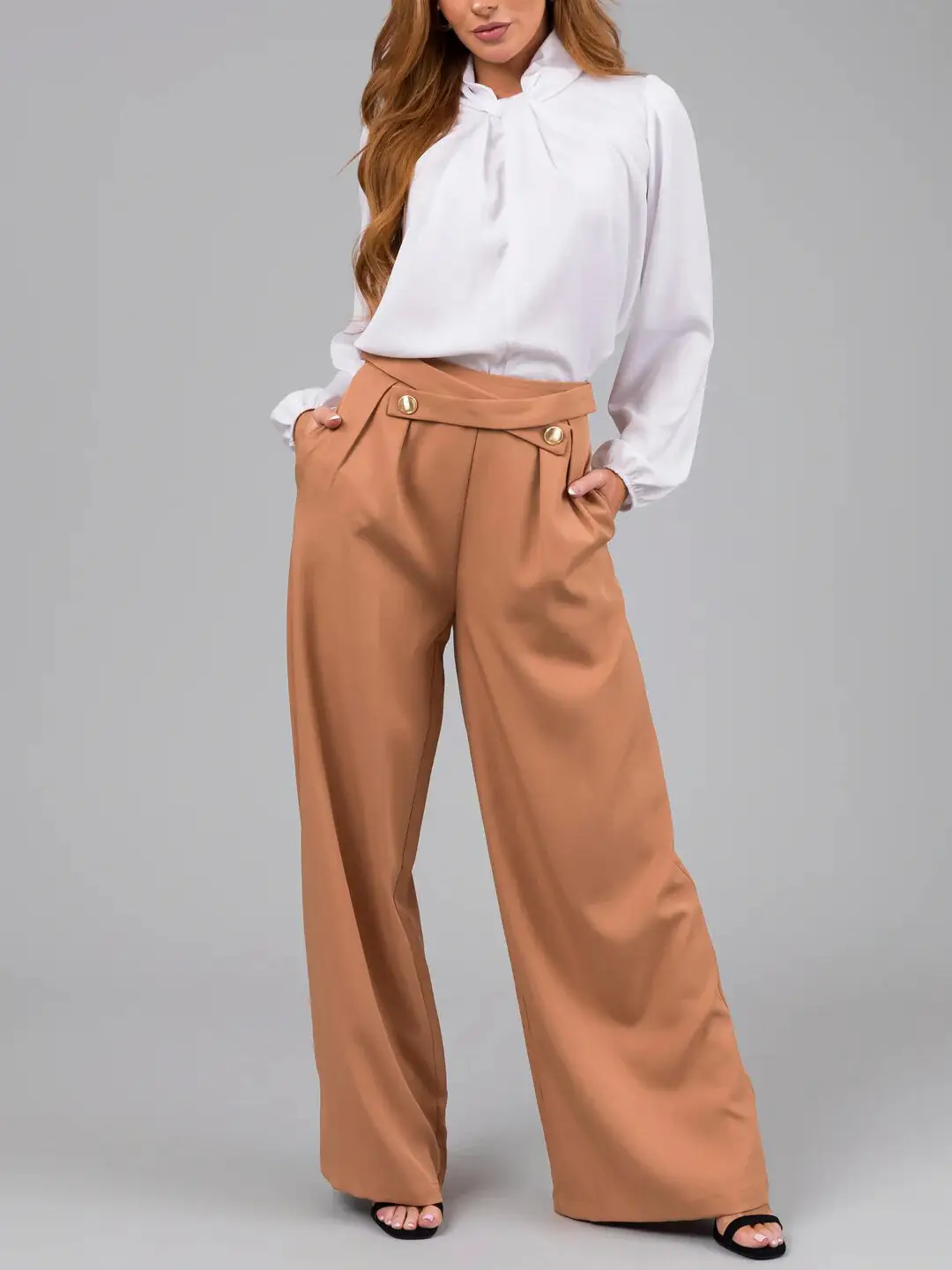 Women Loose Straight Leg Pants Tan Hot Selling — feature 23