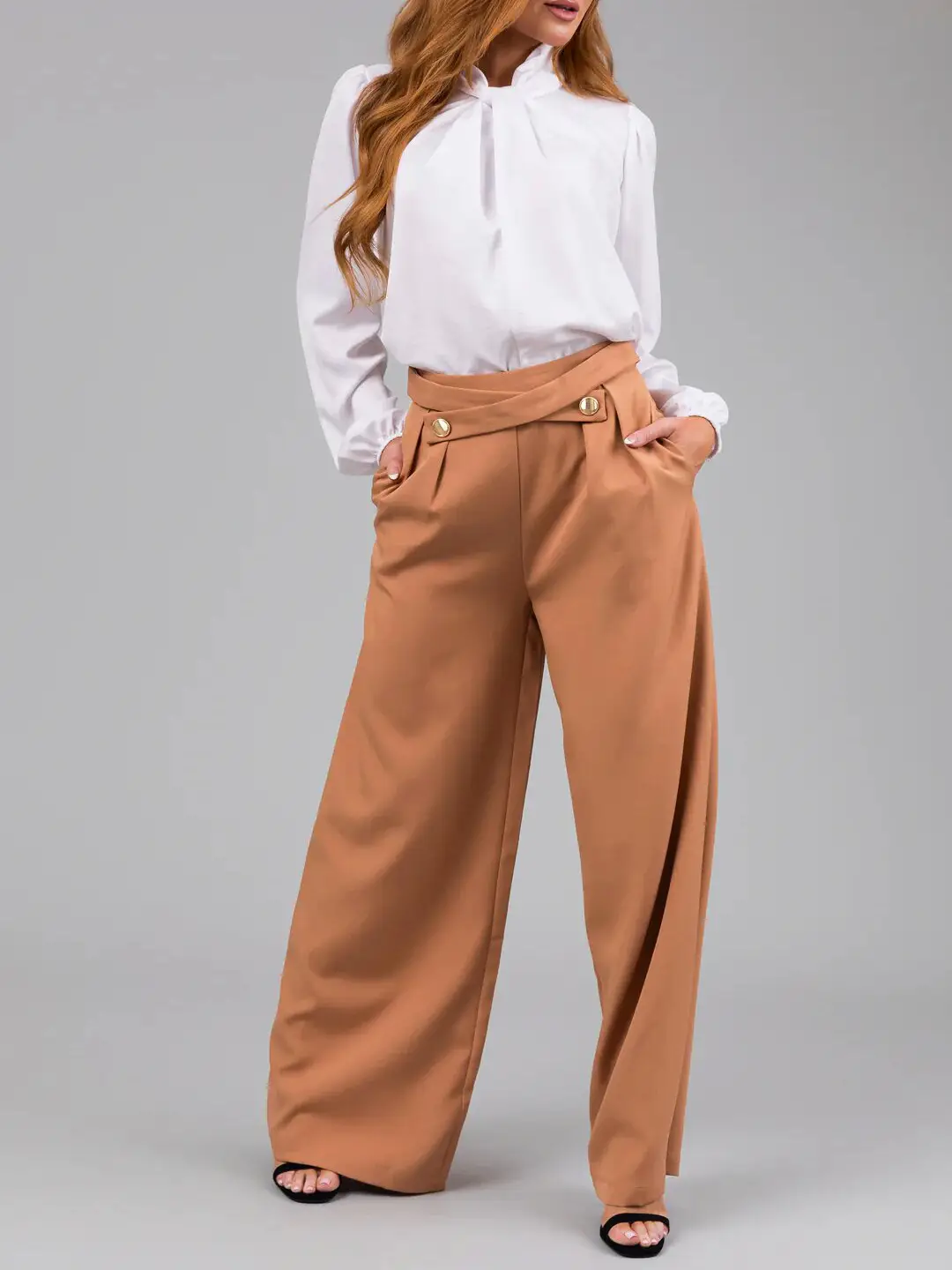 Women Loose Straight Leg Pants Tan Hot Selling — feature 25