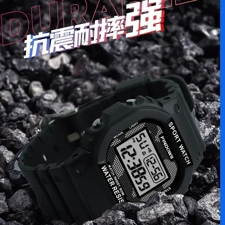 White Digital Watch with LED Light & Water Resistant - Image 11