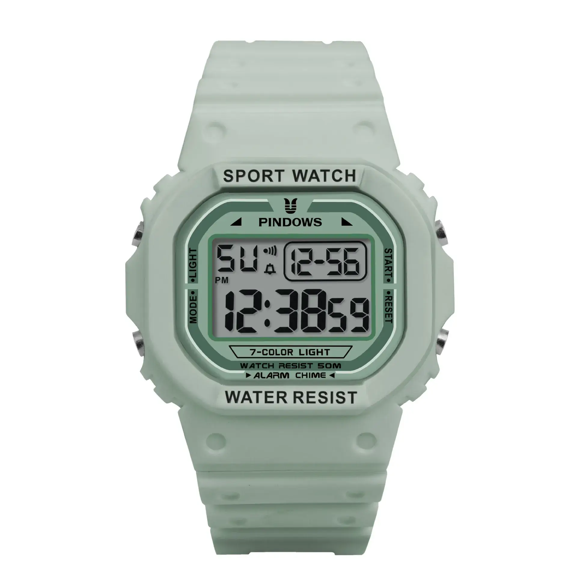 White Digital Watch with LED Light & Water Resistant - Image 12