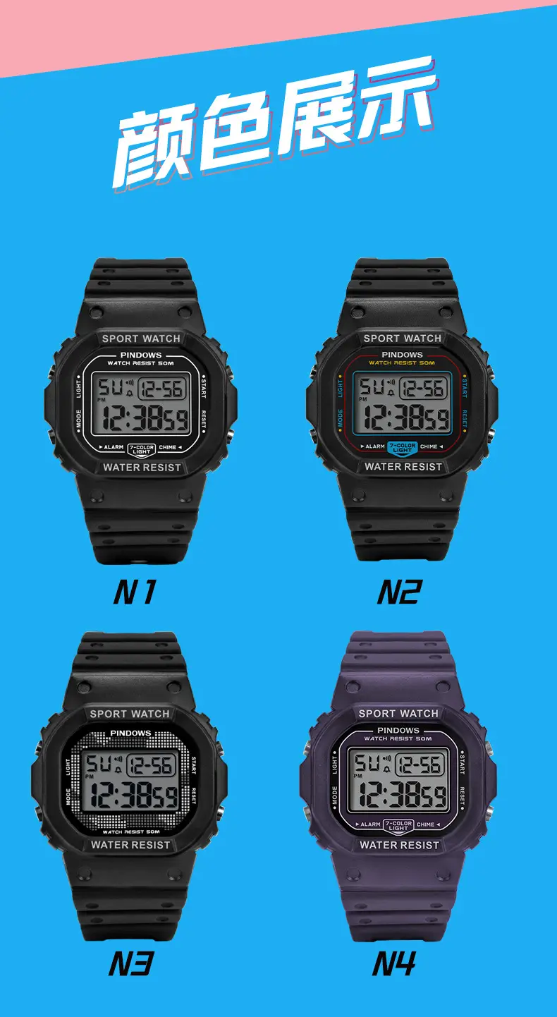 White Digital Watch with LED Light & Water Resistant — feature 16