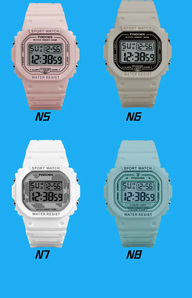 White Digital Watch with LED Light & Water Resistant — feature 17