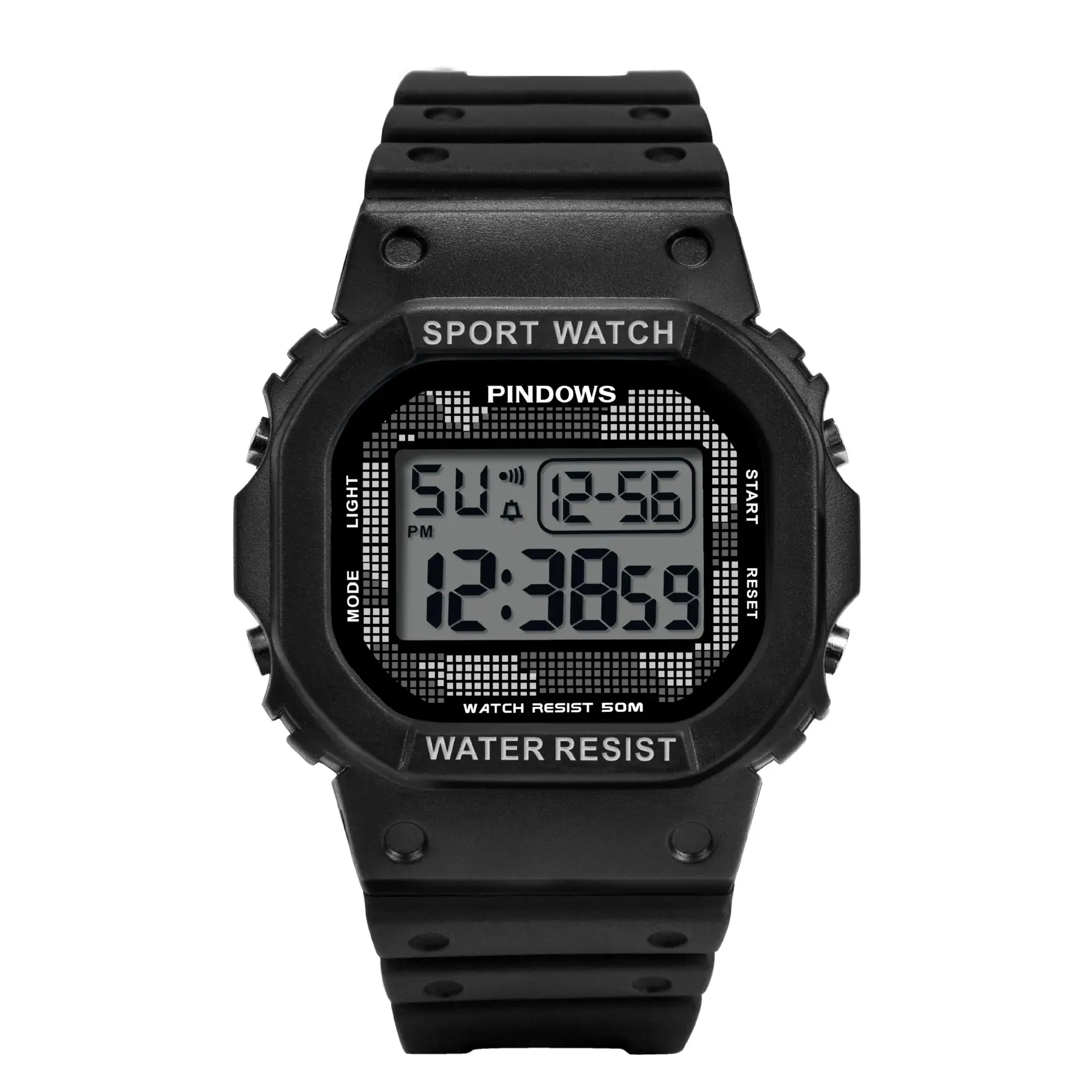 White Digital Watch with LED Light & Water Resistant - Image 2