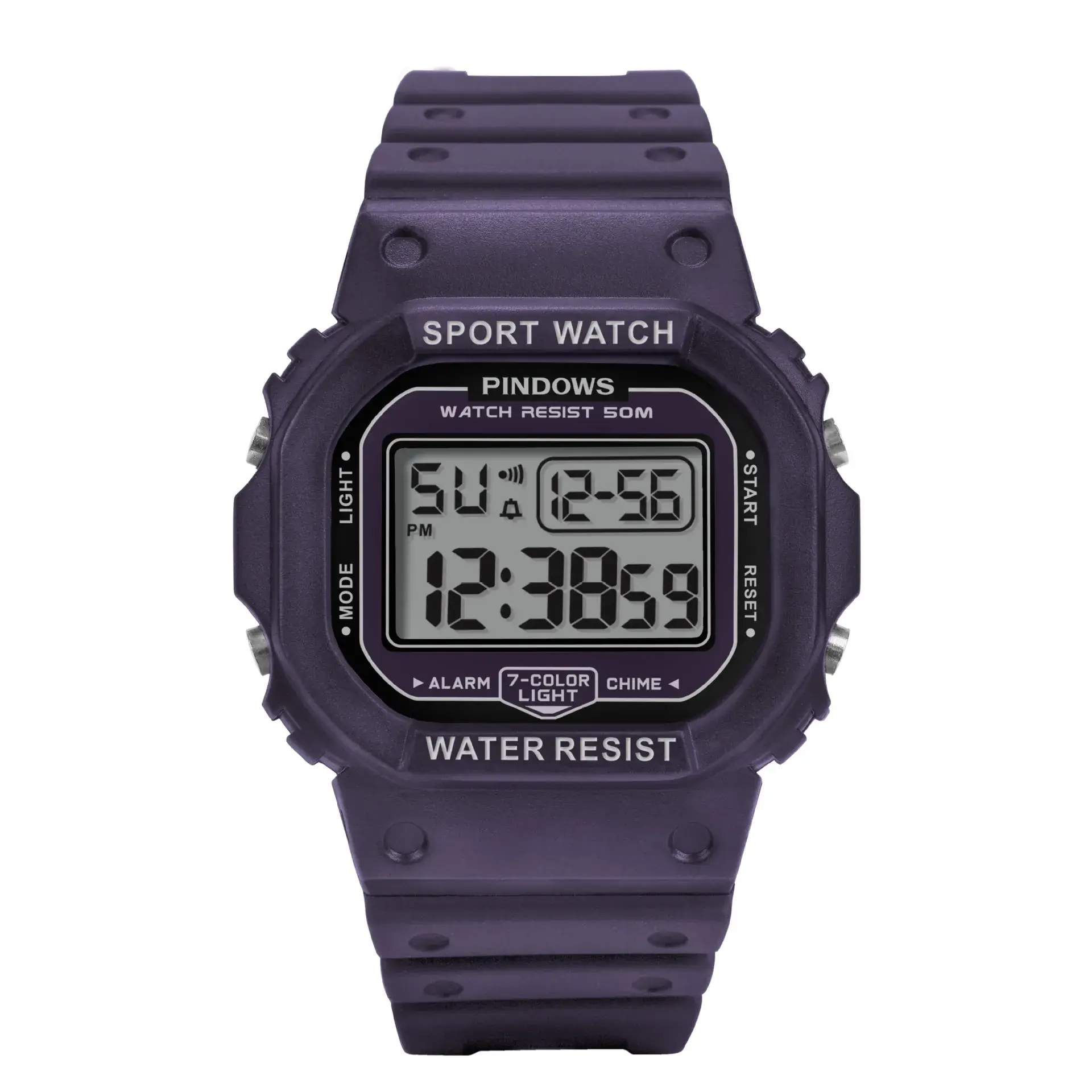White Digital Watch with LED Light & Water Resistant - Image 3