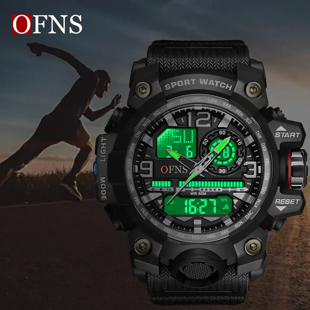 Ofns Sport Watch Dual Display Men Black GPS
