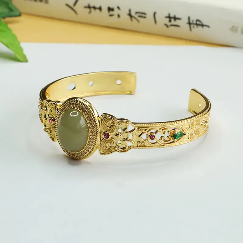 Aiyu Jade Bead Bracelet Clear Water Material Gold Tone - Image 4