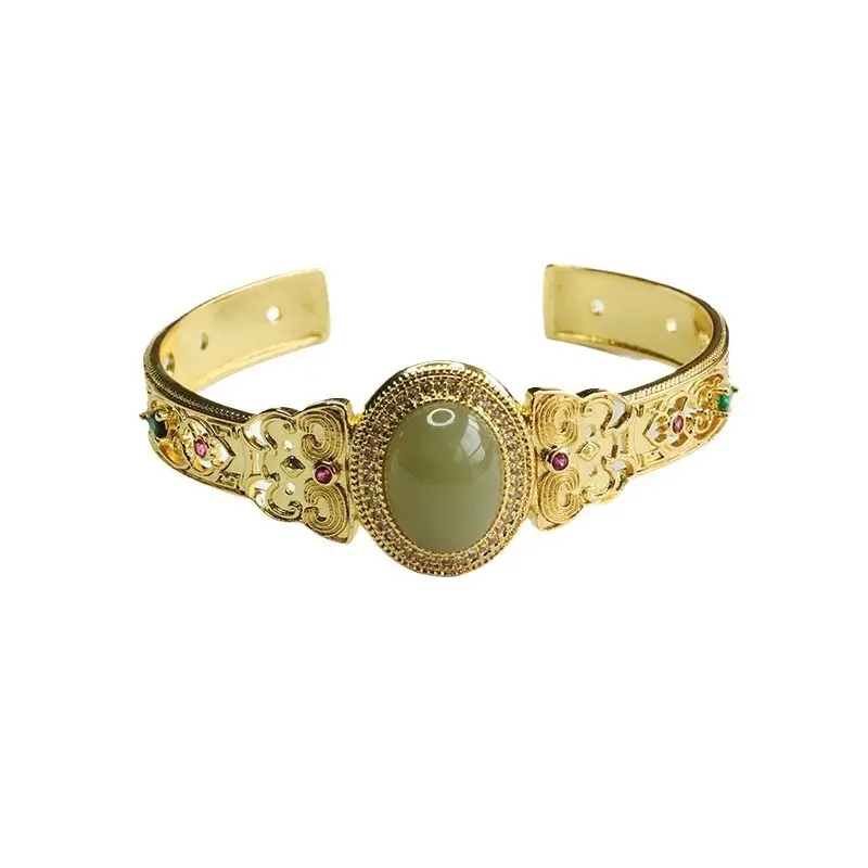 Aiyu Jade Bead Bracelet Clear Water Material Gold Tone - Image 6