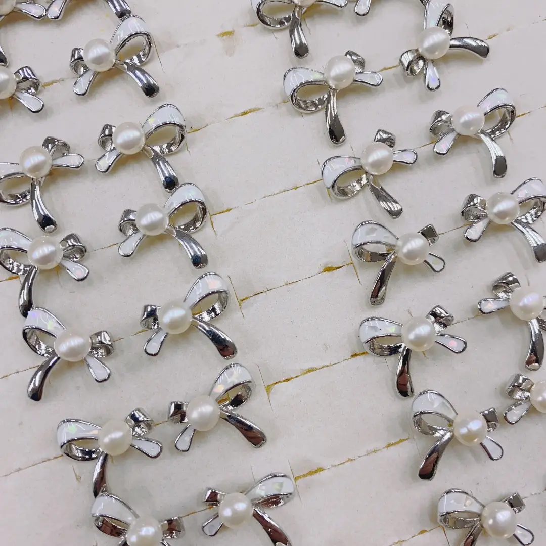2024 Natural Pearl Bow Earrings S925 Silver - Image 7