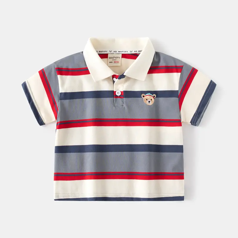 Kids Striped Polo T-Shirt Blue Green White 2026