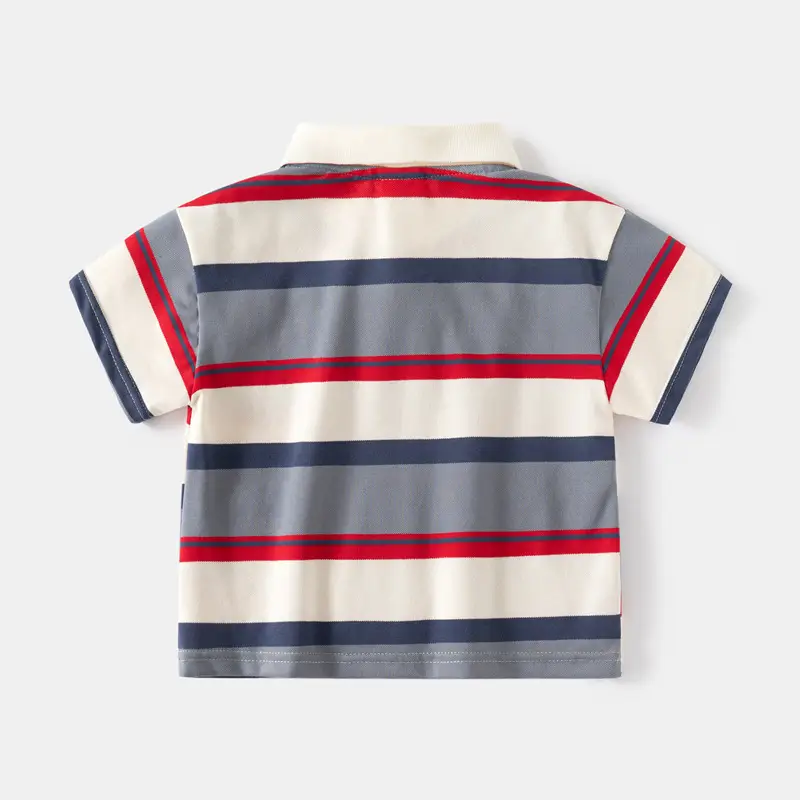 Kids Striped Polo T-Shirt Blue Green White 2026
