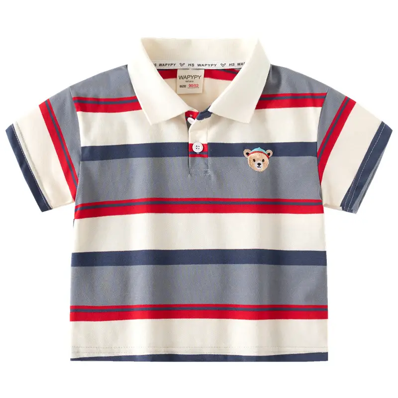 Kids Striped Polo T-Shirt Blue Green White 2026