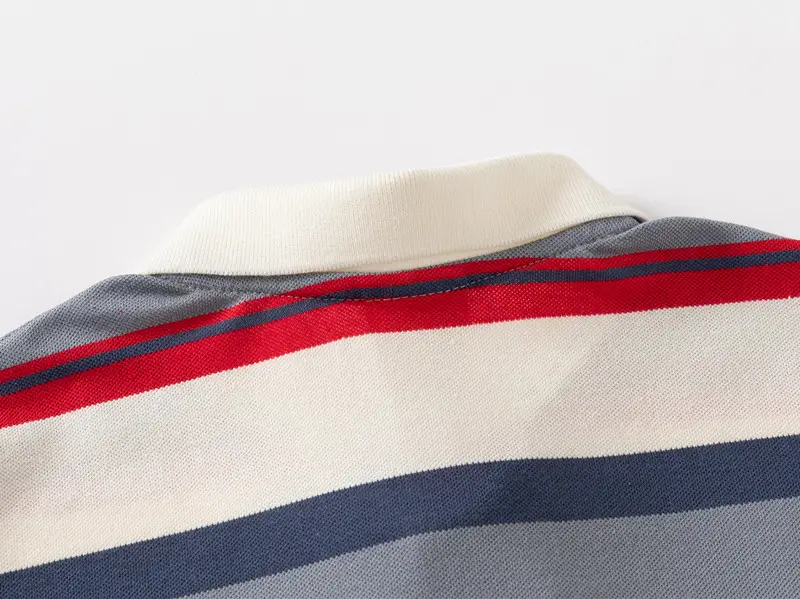 Kids Striped Polo T-Shirt Blue Green White 2026 — feature 11