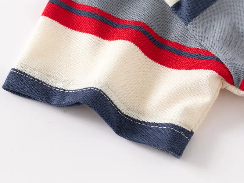 Kids Striped Polo T-Shirt Blue Green White 2026 — feature 8
