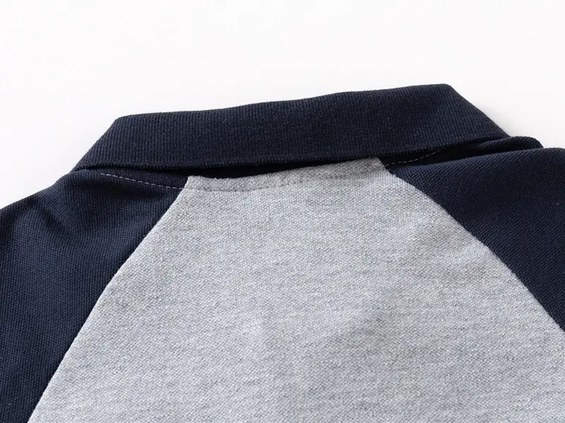 Kids Korean Style Short Sleeve Polo Shirt Grey Blue — feature 11
