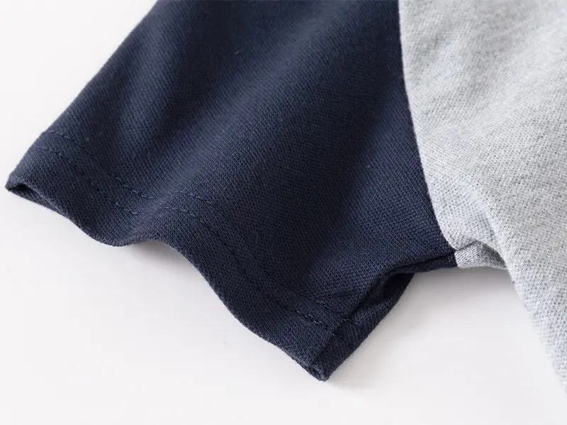 Kids Korean Style Short Sleeve Polo Shirt Grey Blue — feature 8