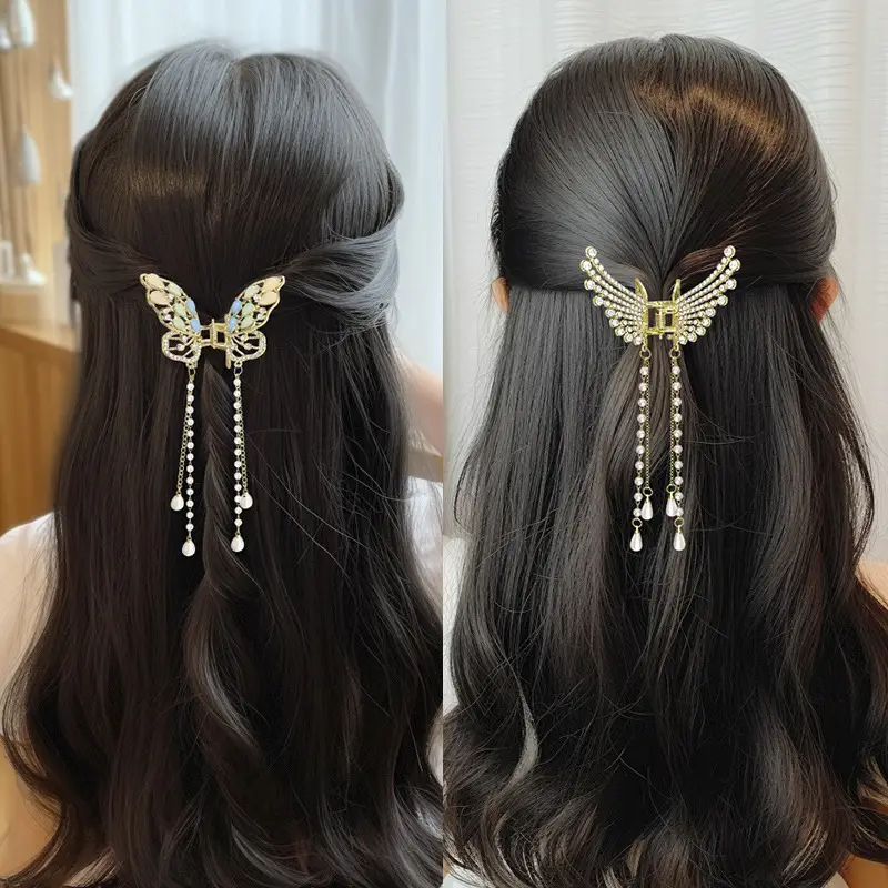 Elegant Butterfly Hair Clip with Tassel Pendant for Women - Image 9
