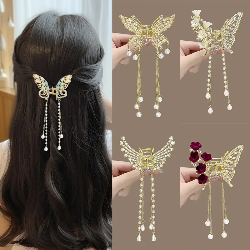 Elegant Butterfly Hair Clip with Tassel Pendant for Women - Image 10