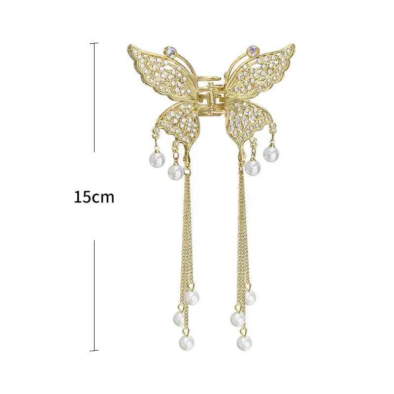 Elegant Butterfly Hair Clip with Tassel Pendant for Women - Image 11