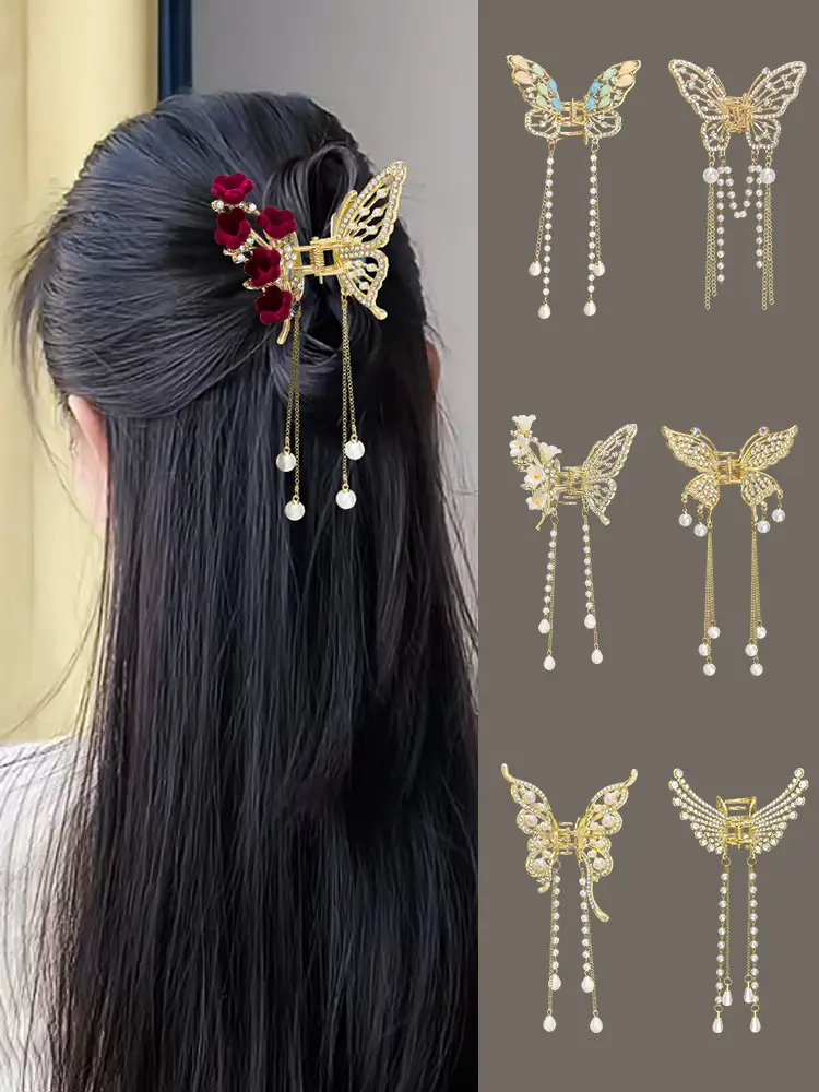 Elegant Butterfly Hair Clip with Tassel Pendant for Women — feature 4
