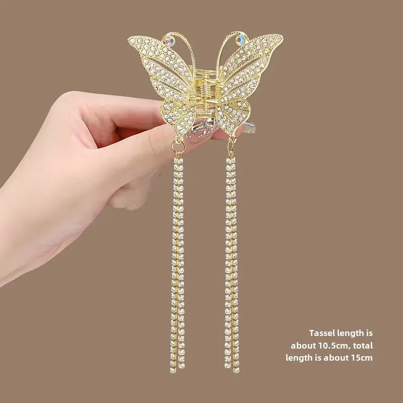 Elegant Butterfly Hair Clip with Tassel Pendant for Women - Image 3