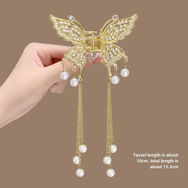 Elegant Butterfly Hair Clip with Tassel Pendant for Women - Image 5