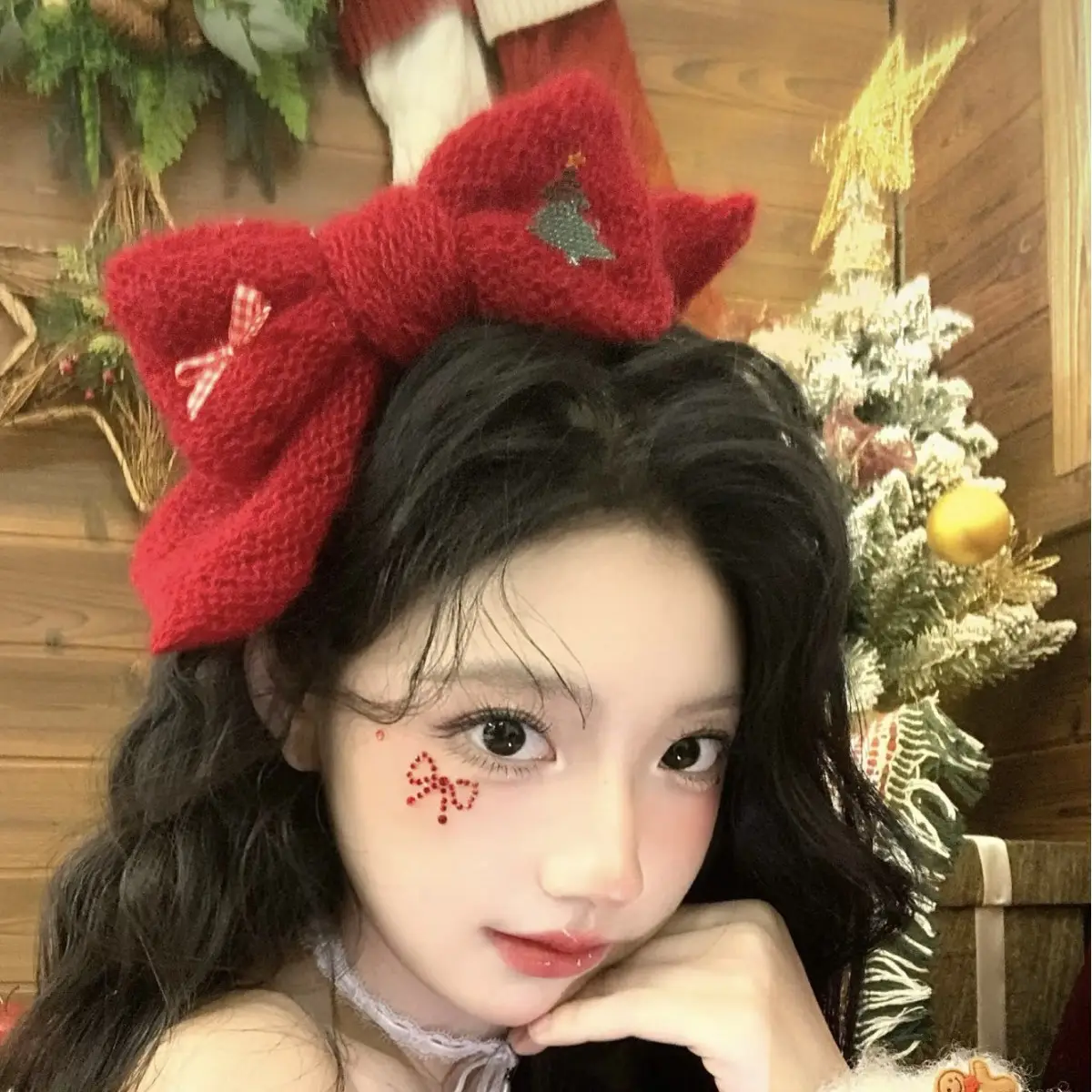 New Year's Red Knitted Wool Hairpin Bow Accessory - Image 8