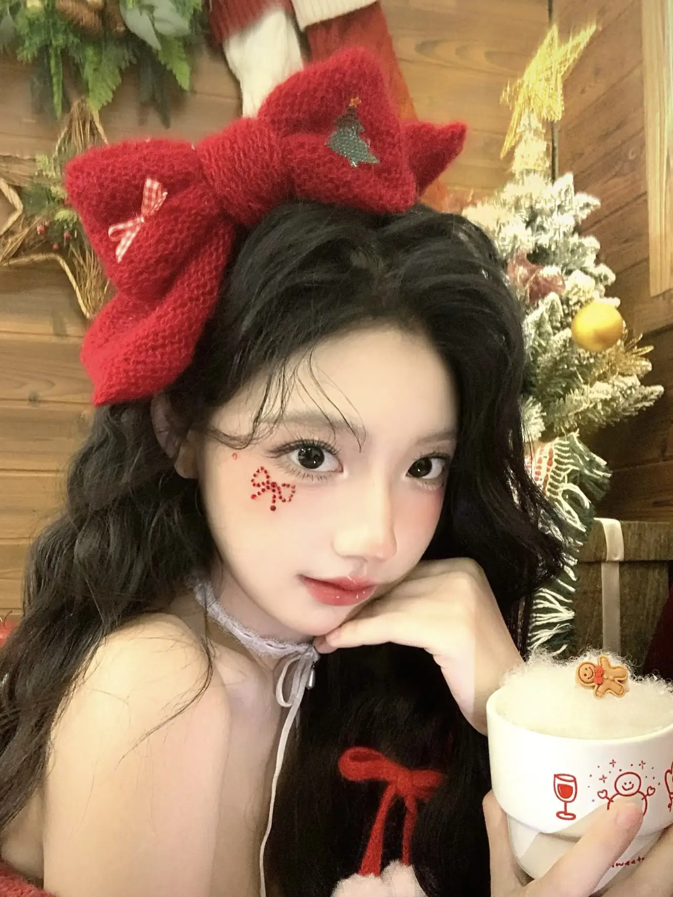 New Year's Red Knitted Wool Hairpin Bow Accessory — feature 4
