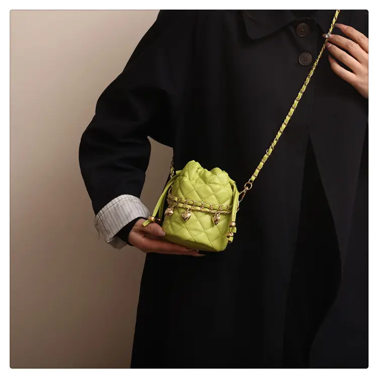 Purple Quilted Drawstring Shoulder Bag for Women — feature 14