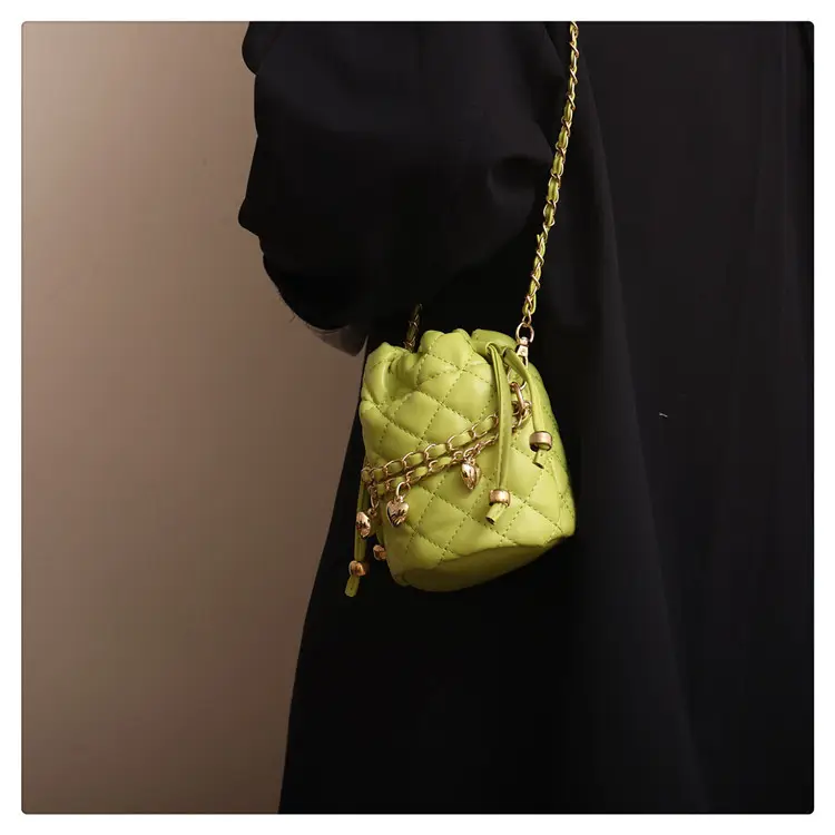Purple Quilted Drawstring Shoulder Bag for Women — feature 16