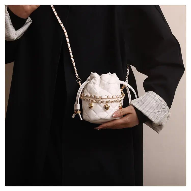 Purple Quilted Drawstring Shoulder Bag for Women — feature 19