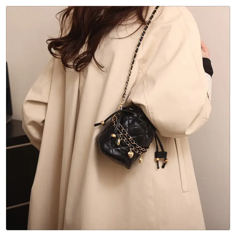 Purple Quilted Drawstring Shoulder Bag for Women — feature 21