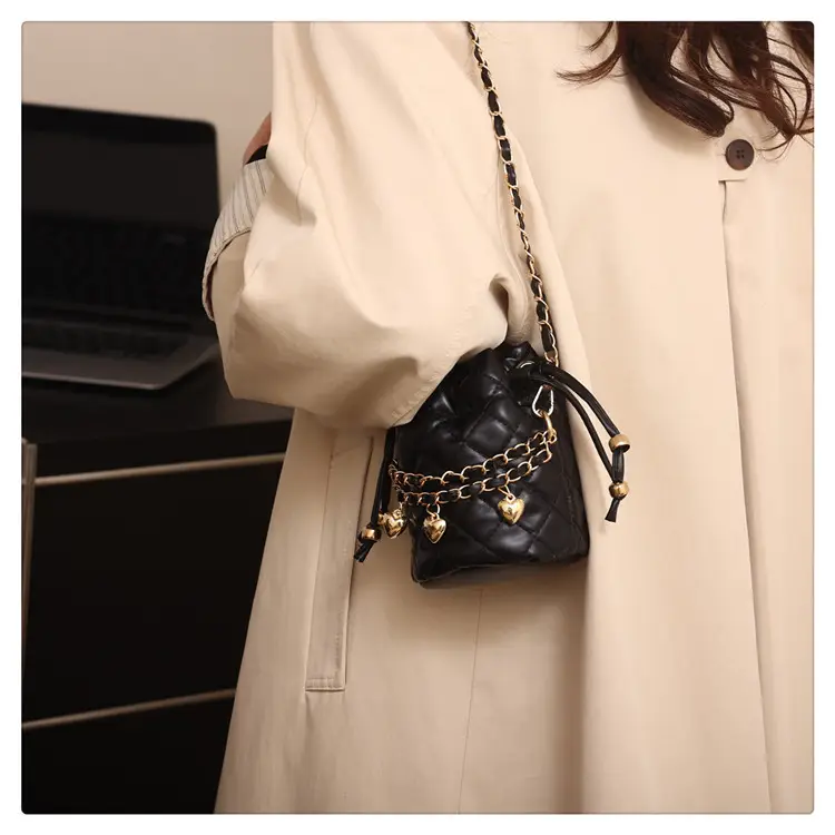 Purple Quilted Drawstring Shoulder Bag for Women — feature 22