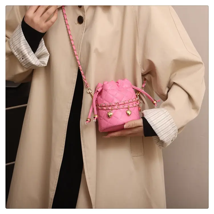 Purple Quilted Drawstring Shoulder Bag for Women — feature 23