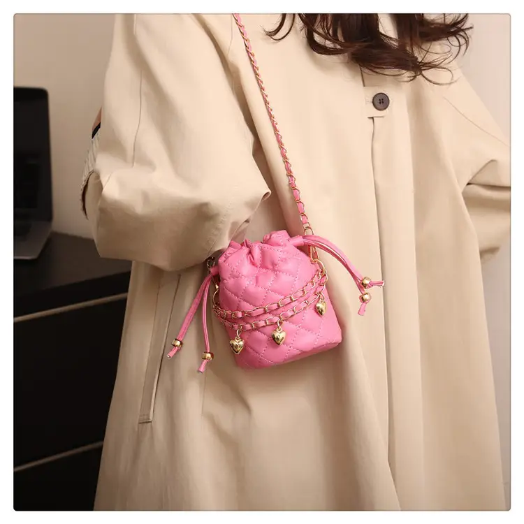 Purple Quilted Drawstring Shoulder Bag for Women — feature 25