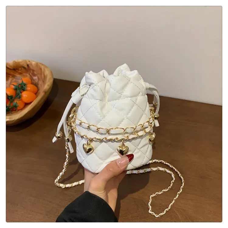 Purple Quilted Drawstring Shoulder Bag for Women — feature 27