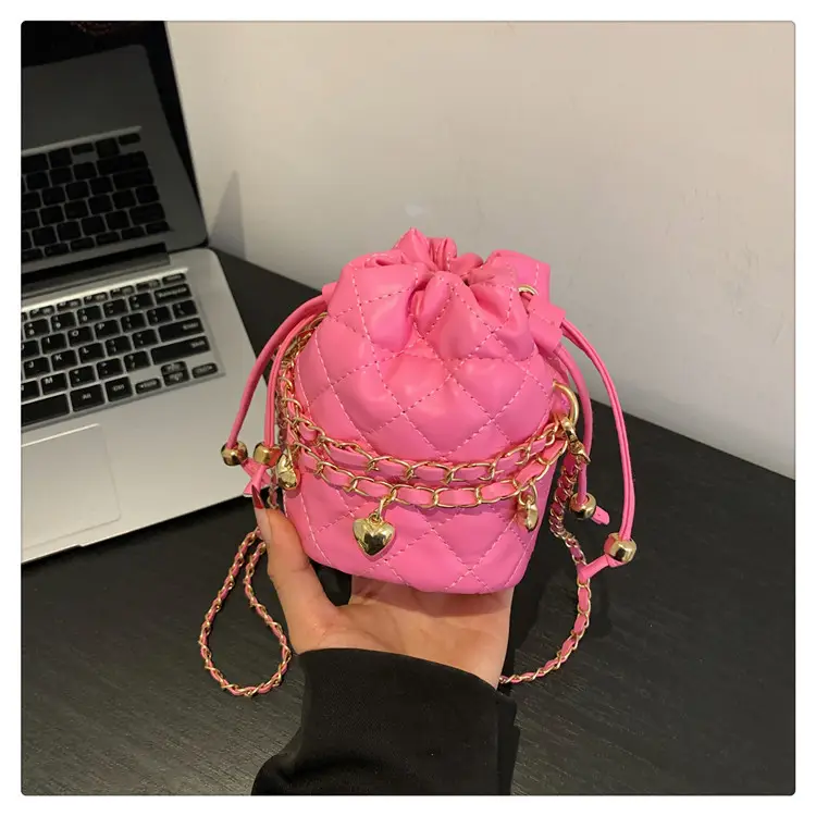 Purple Quilted Drawstring Shoulder Bag for Women — feature 28