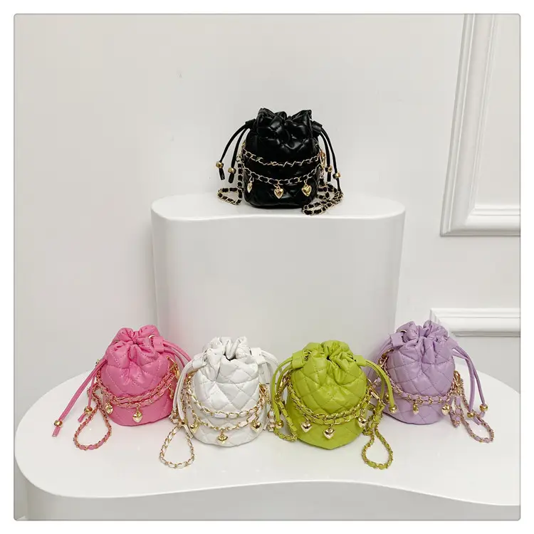 Purple Quilted Drawstring Shoulder Bag for Women — feature 31