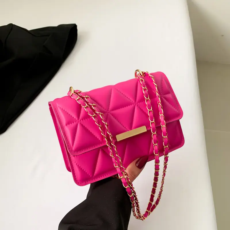Golden Quilted Chain Shoulder Bag for Women - Image 8