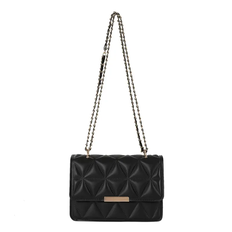 Golden Quilted Chain Shoulder Bag for Women - Image 9