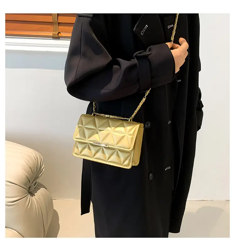 Golden Quilted Chain Shoulder Bag for Women — feature 16