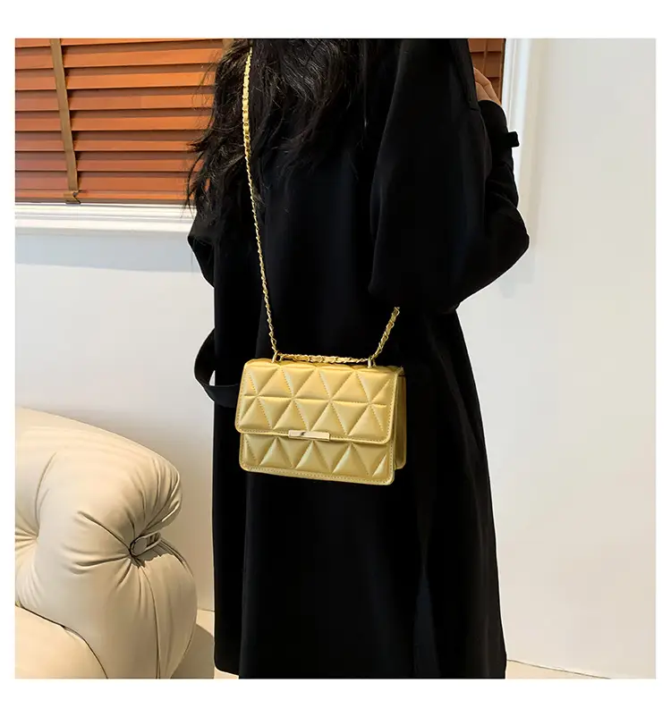 Golden Quilted Chain Shoulder Bag for Women — feature 17