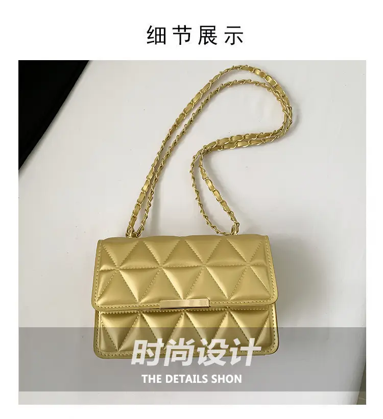 Golden Quilted Chain Shoulder Bag for Women — feature 2