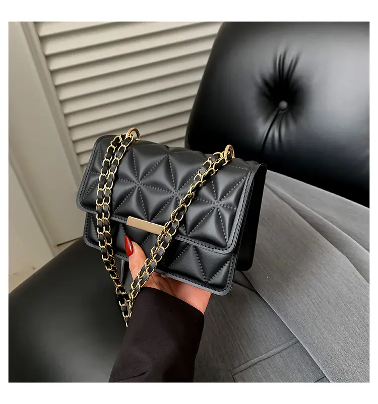Golden Quilted Chain Shoulder Bag for Women — feature 22