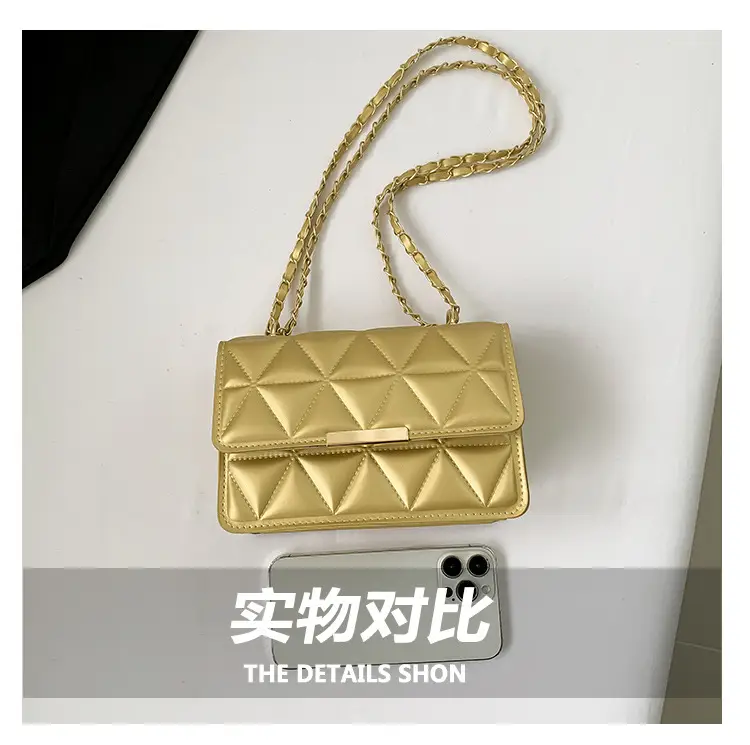 Golden Quilted Chain Shoulder Bag for Women — feature 5