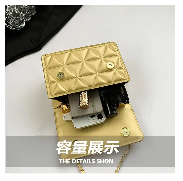 Golden Quilted Chain Shoulder Bag for Women — feature 6