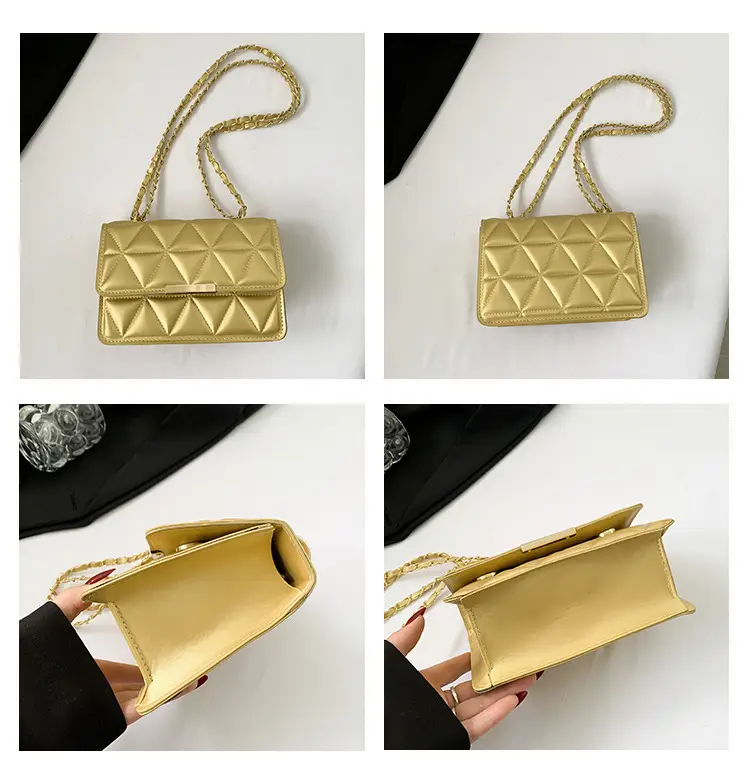 Golden Quilted Chain Shoulder Bag for Women — feature 7