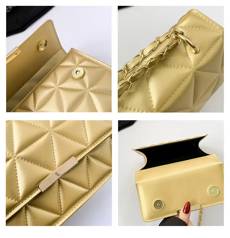 Golden Quilted Chain Shoulder Bag for Women — feature 8