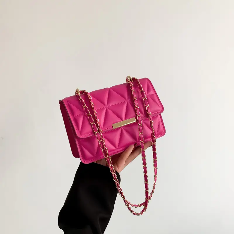 Golden Quilted Chain Shoulder Bag for Women - Image 4